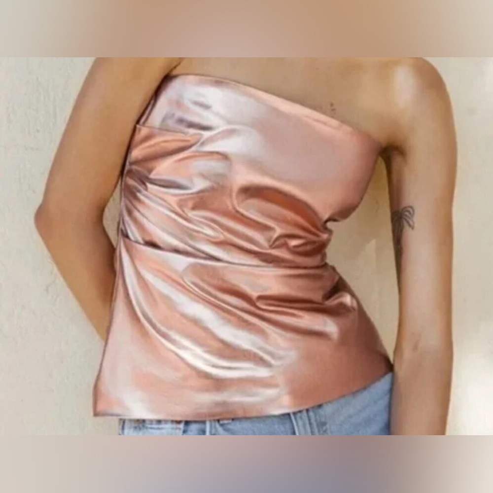 Zara small Metallic Strapless Top